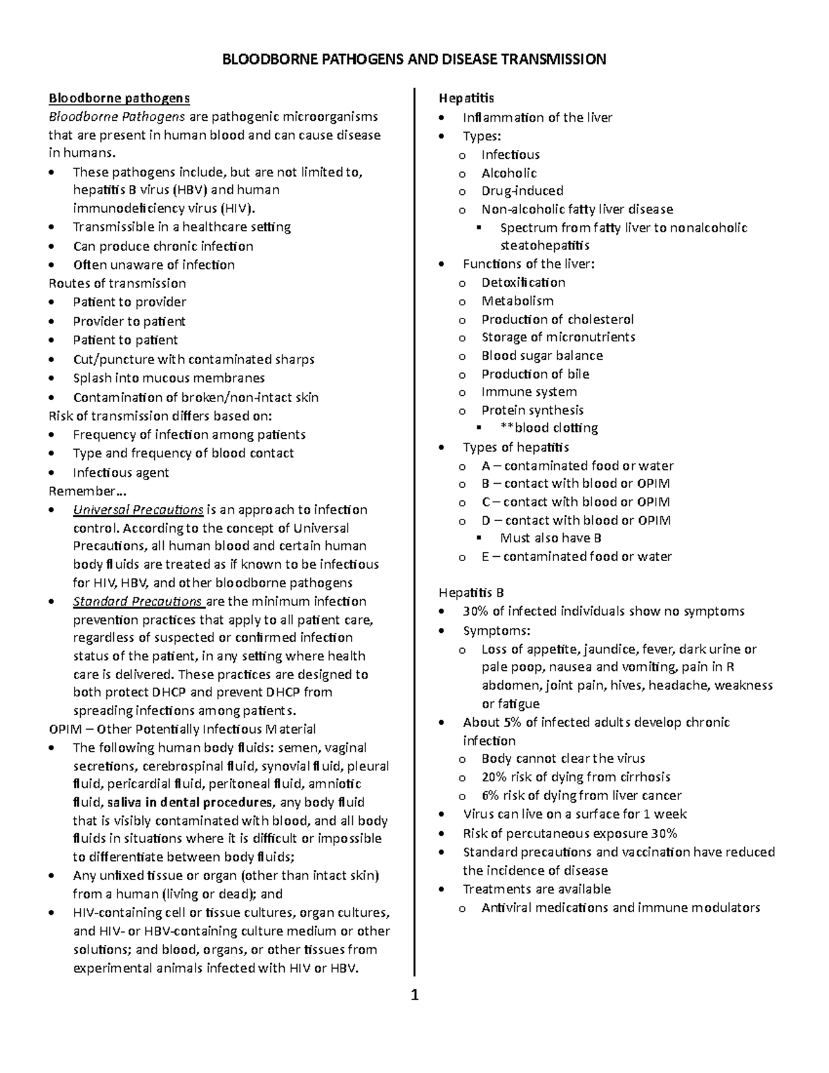 BBP.disease transmission study guide - Bloodborne pathogens Bloodborne ...