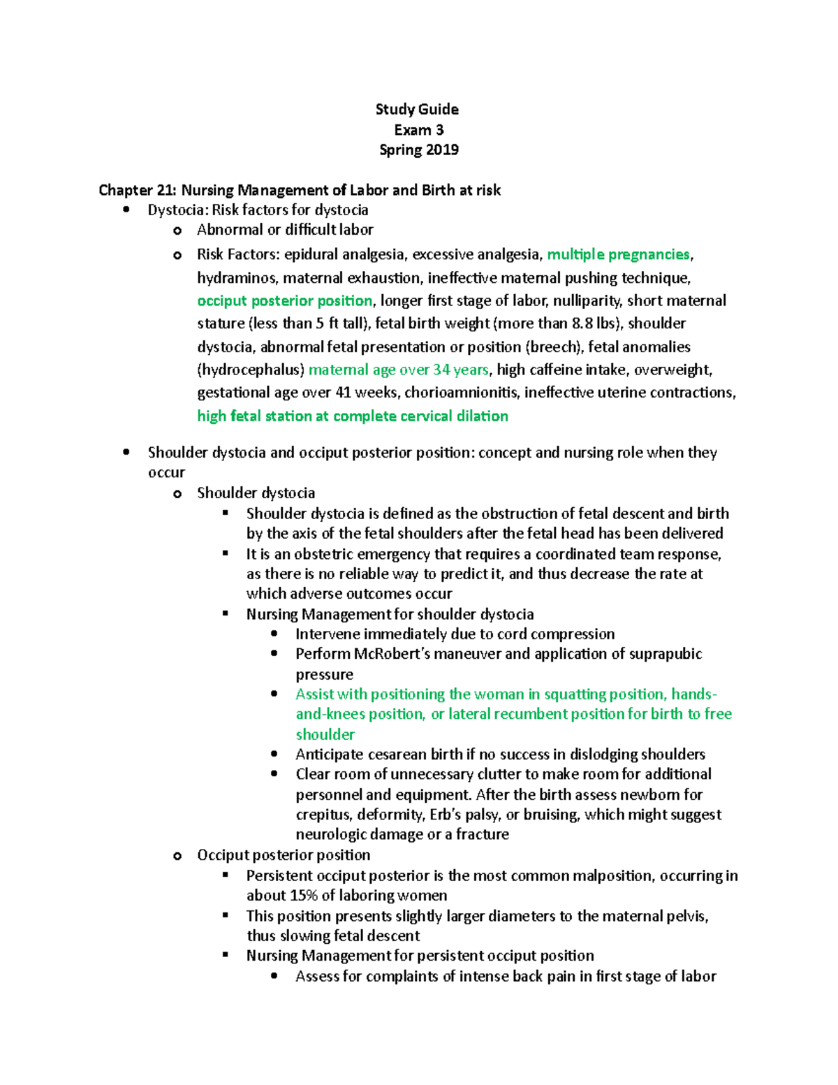 Study Guide Exam 3 - Dr. Rocci - Study Guide Exam 3 Spring 2019 Chapter ...