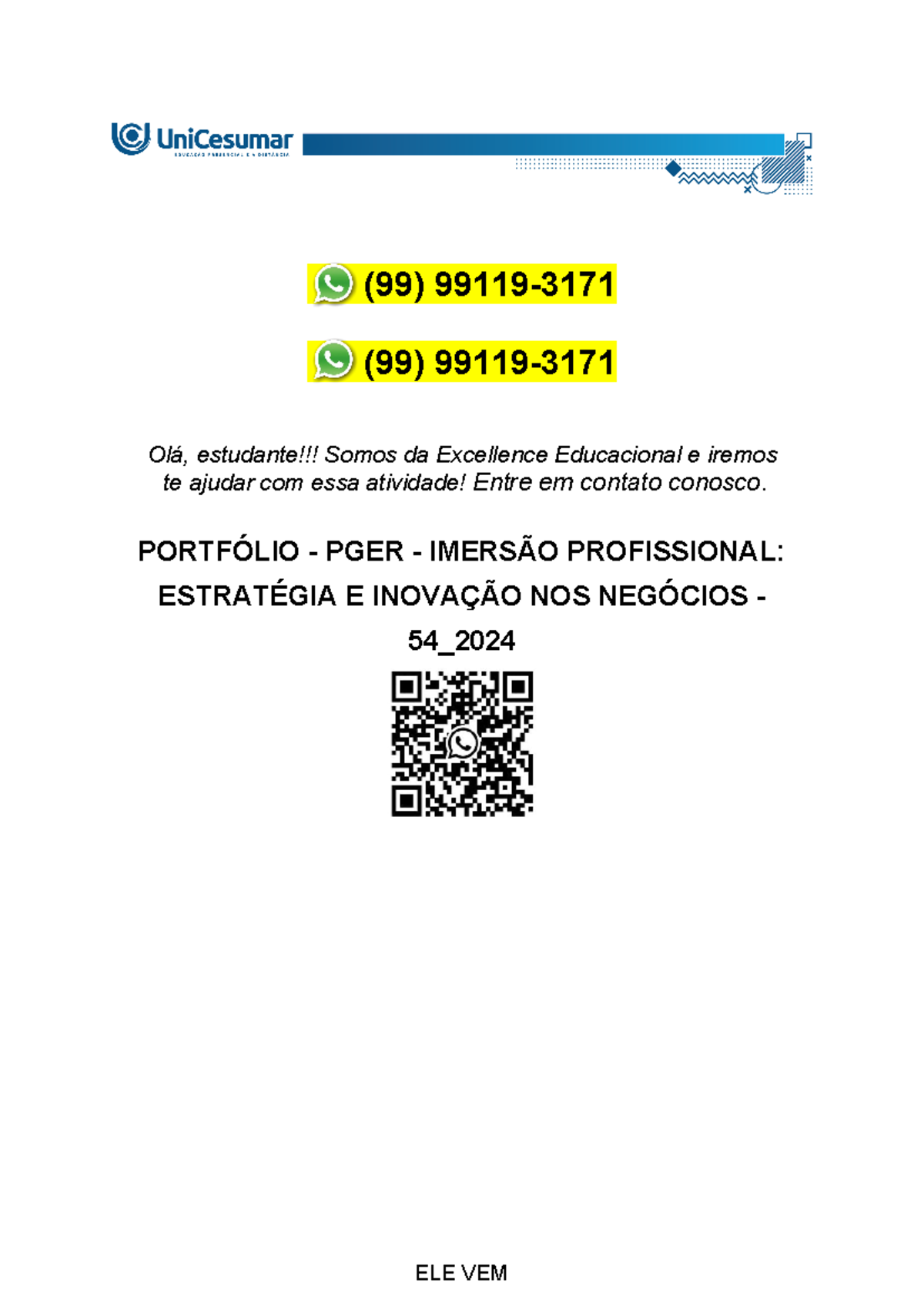 Portfólio - PGER - Imersão Profissional Estratégia E Inovação NOS ...
