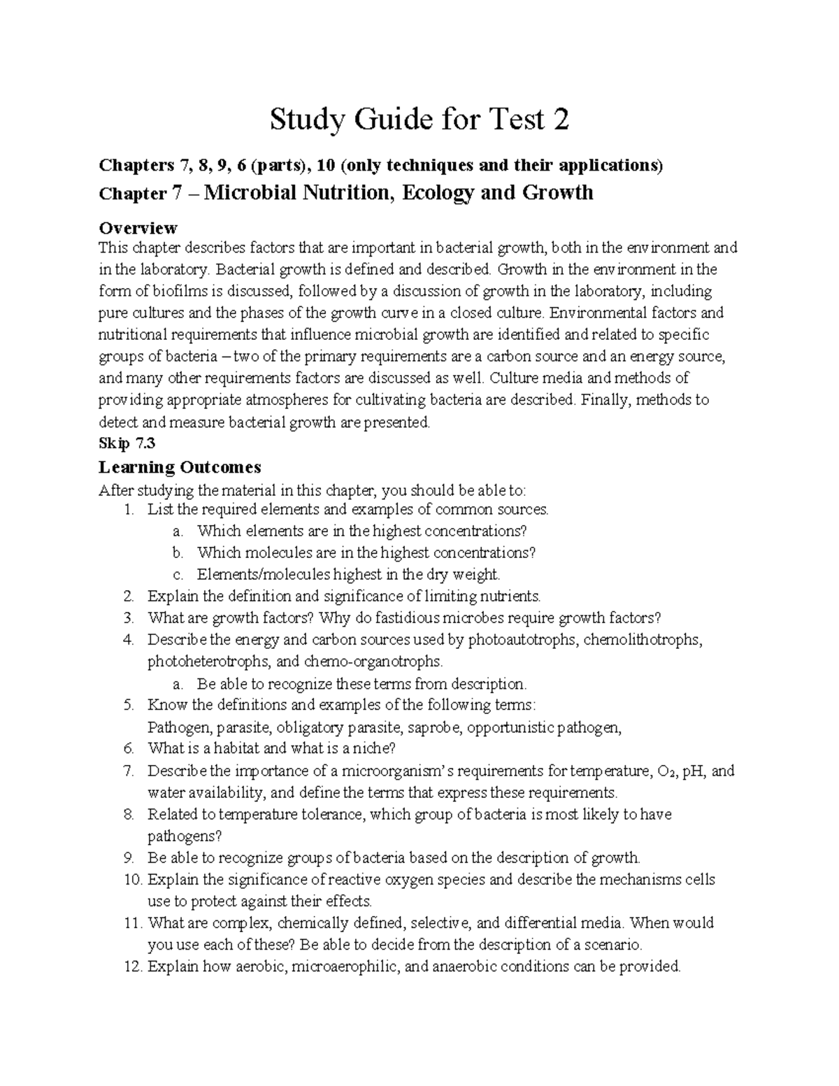 2421-Study Guide-Test-2 - Study Guide for Test 2 Chapters 7, 8, 9, 6 ...