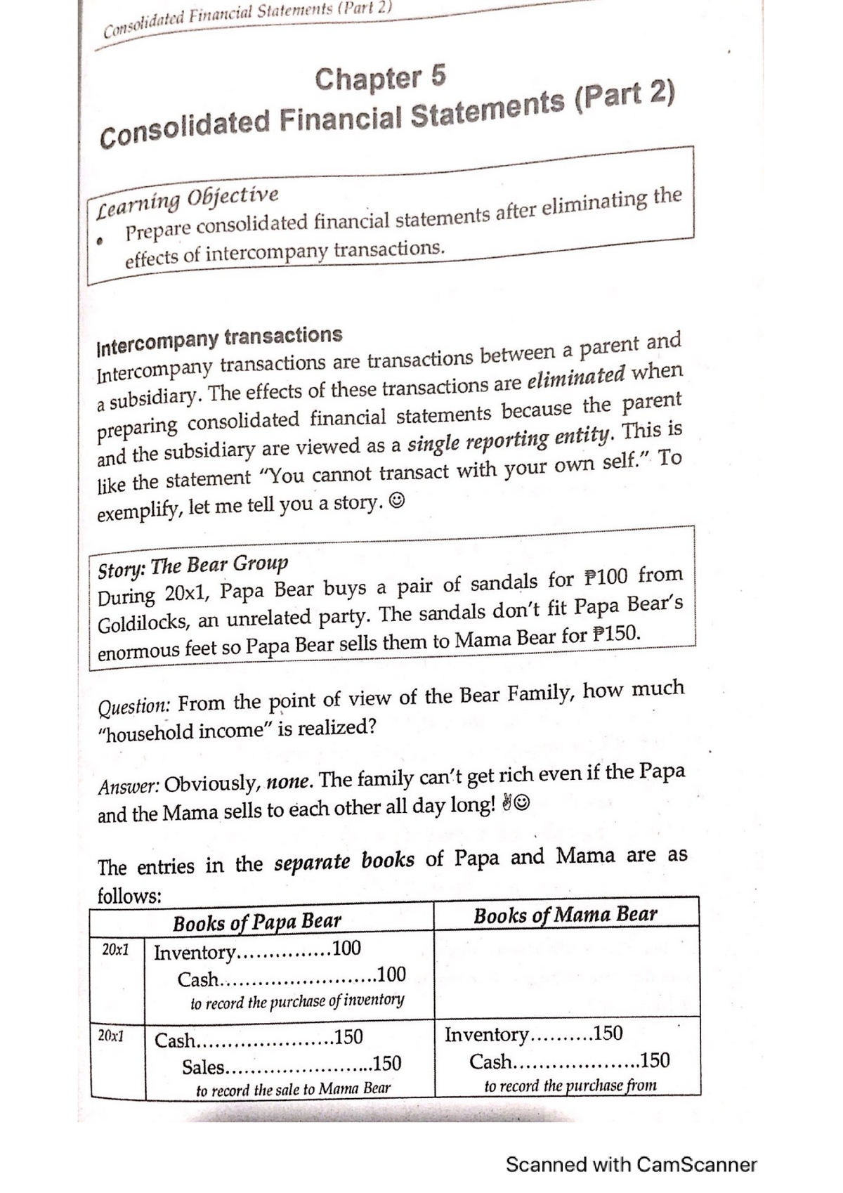 consolidated financial statements case study