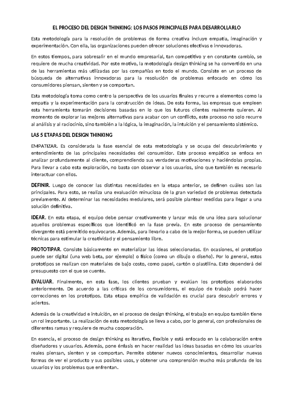 EL Proceso DEL Design Thinking - EL PROCESO DEL DESIGN THINKING: LOS ...