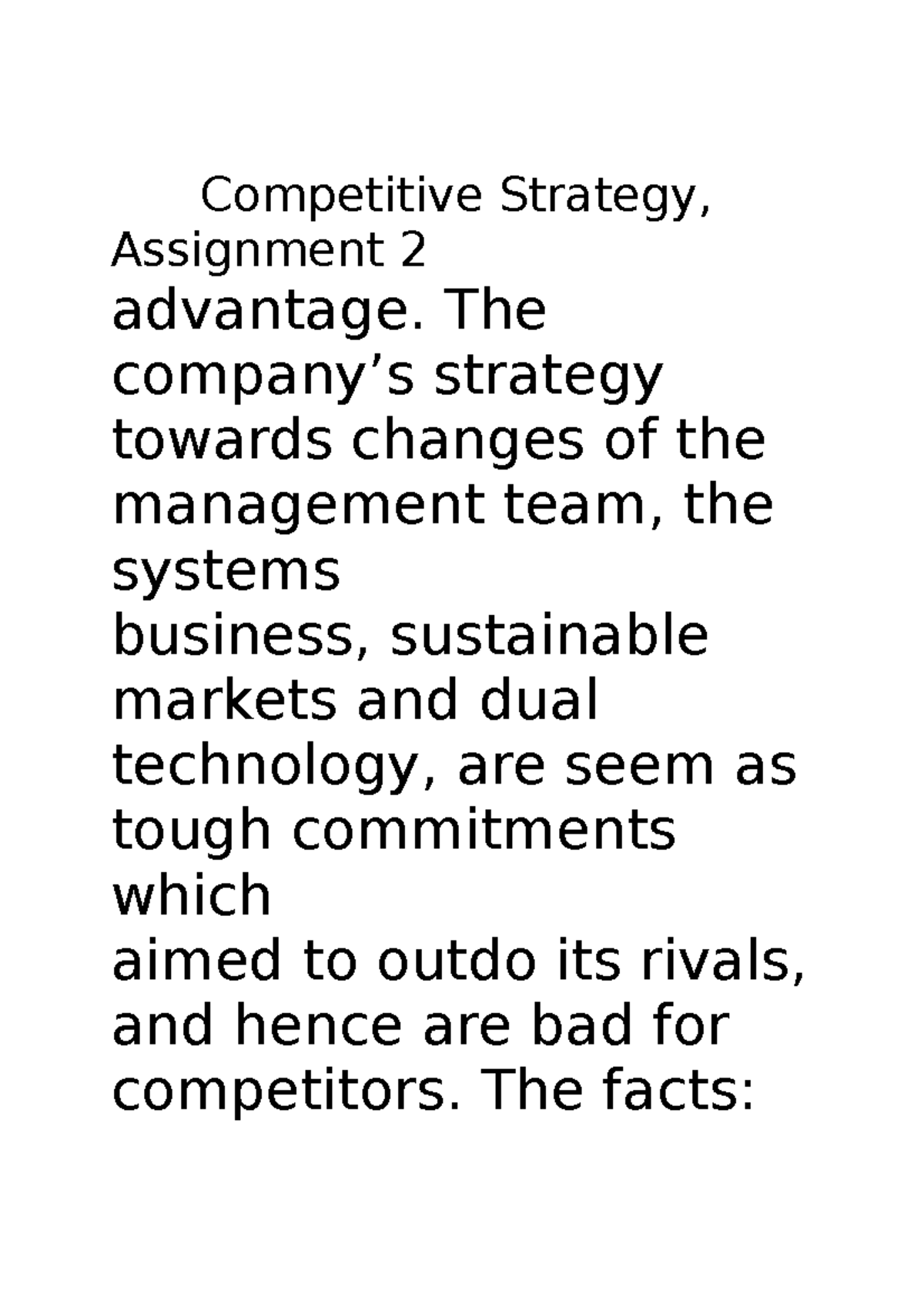 Info case 2 CS - Info case 2 Competitive strategy. Info case 2 ...