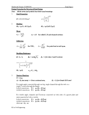 SCE5222 Formula sheet (Steel Design) - (Based on Hong Kong Code of ...