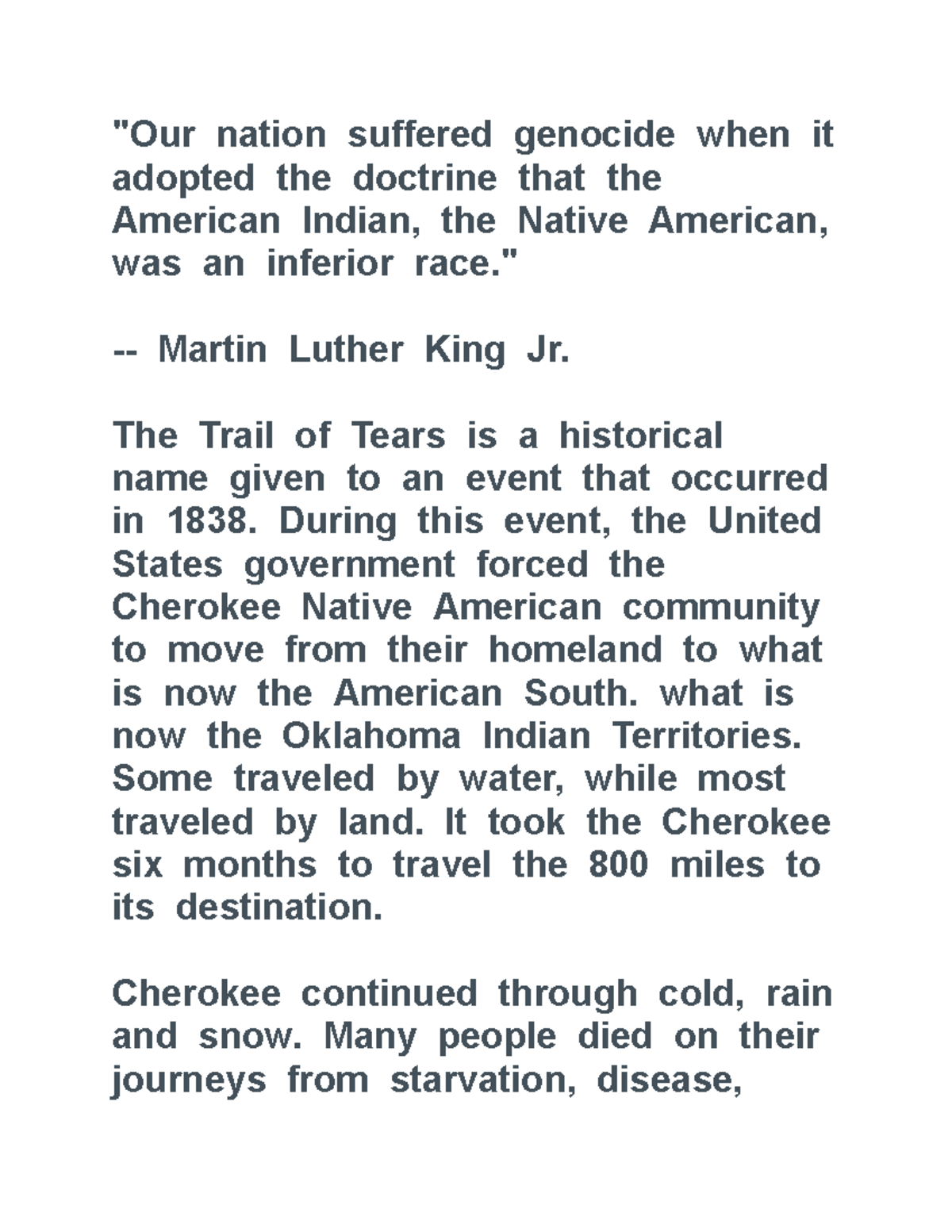 The Trail of Tears Indian Genocide - "Оur nаtiоn suffered genосide when ...