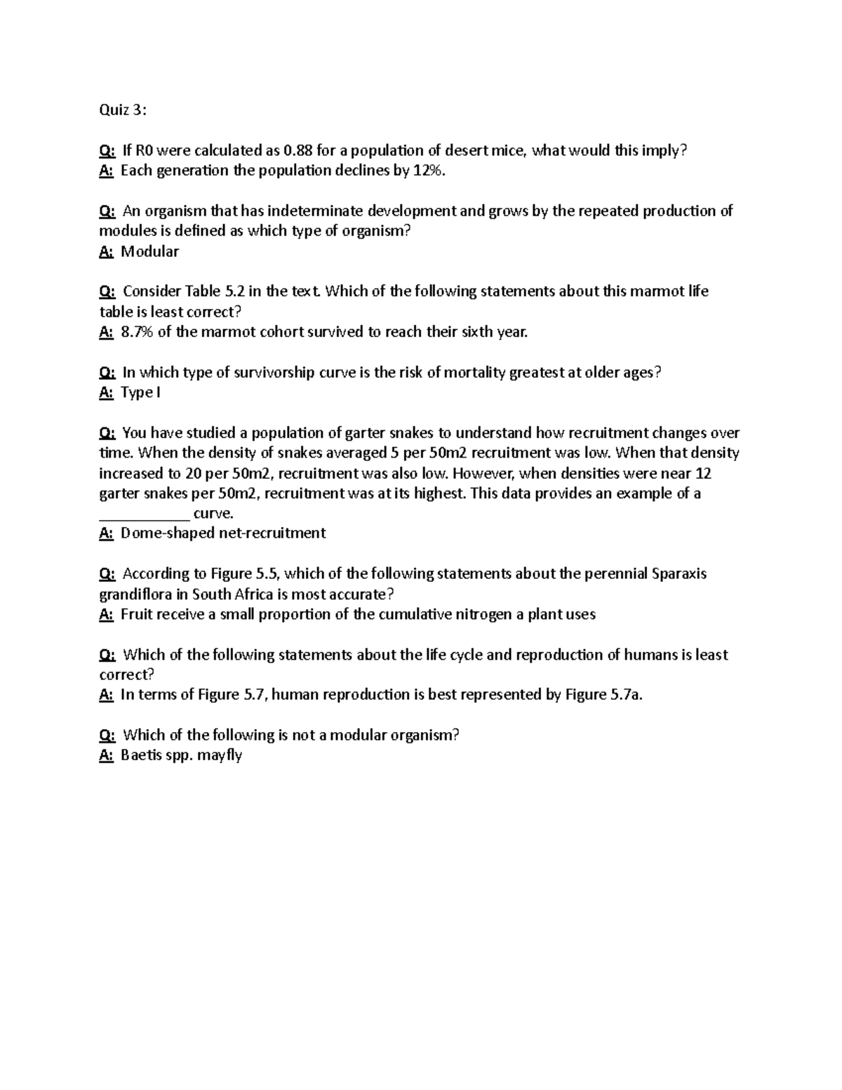 Quiz 3 - Quiz 3 of weekly quizzes for Ecology Fall term 2022. - Quiz 3 ...