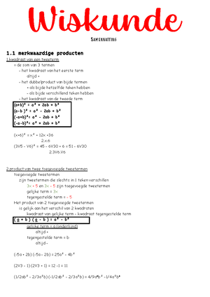 Sommatie Rekenregels - Samenvatting - REKENREGELS VOOR DE SOMMATIE 1/ 4 ...