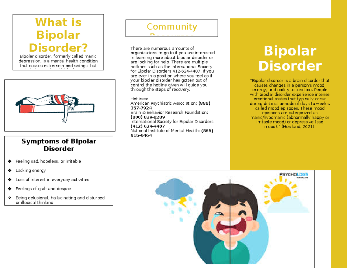 Bipolar Disorder Brochure There are numerous amounts of organizations