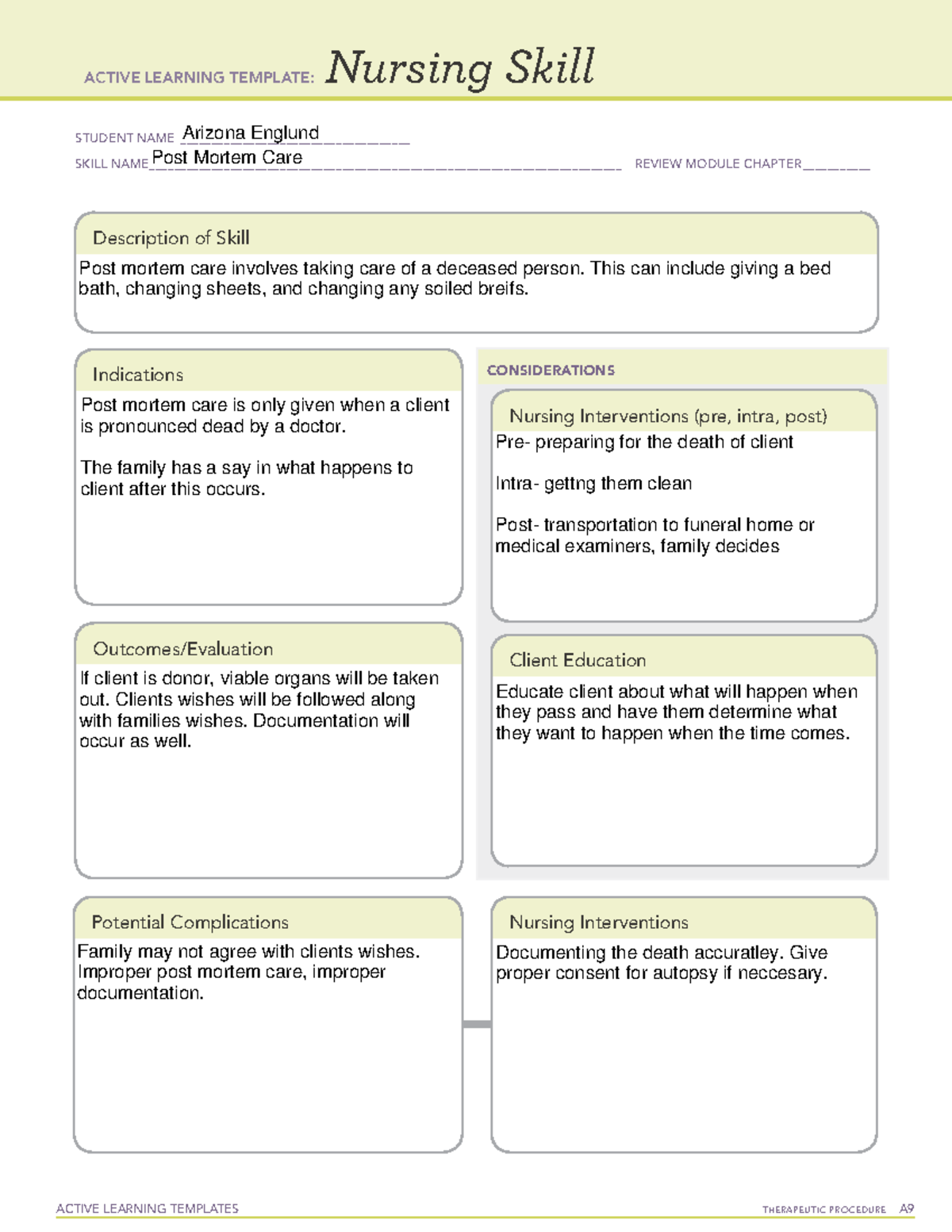 Active Learning Template Nursing Skill form (10) - ACTIVE LEARNING ...