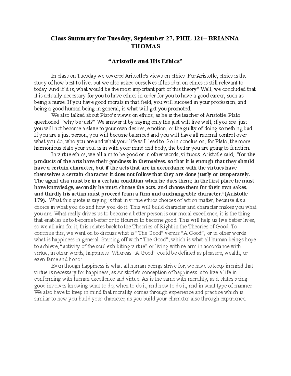 9 27 and 9 29 - Class Summary - Class Summary for Tuesday, September 27 ...