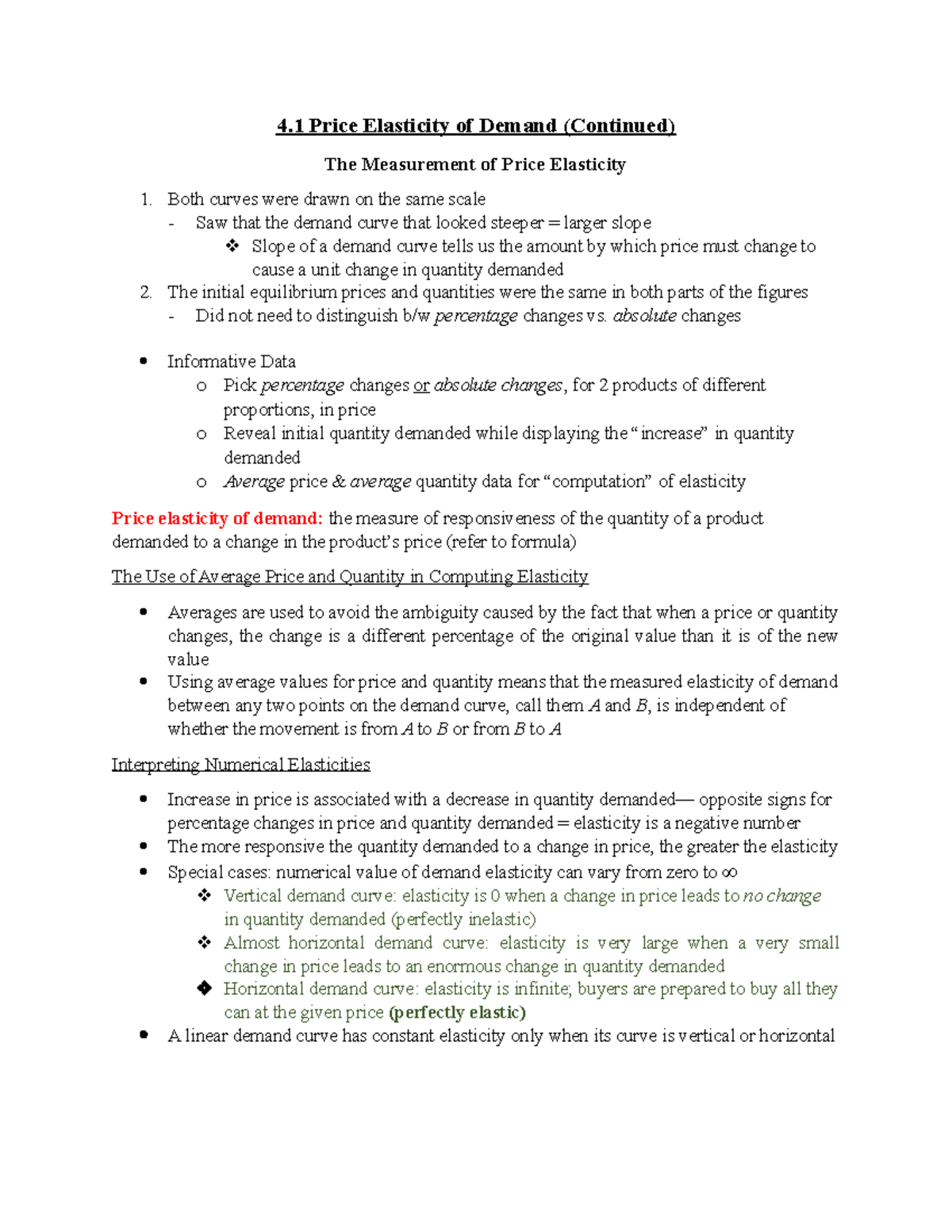 Chapter 4 - Lecture notes 3 - 4 Price Elasticity of Demand (Continued ...