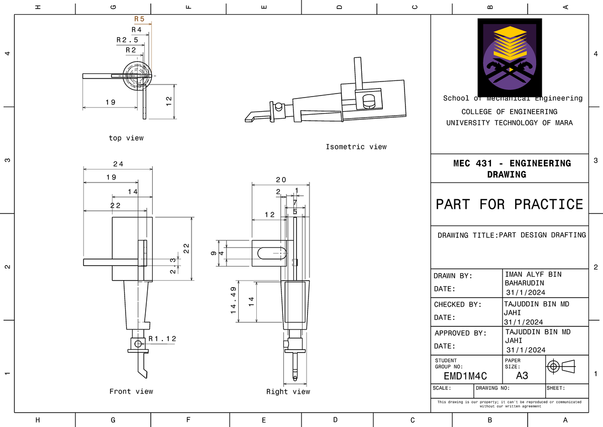 Drafting part catia - H G B A H G F E D C B A 3 2 3 2 4 1 4 1 F E D C ...