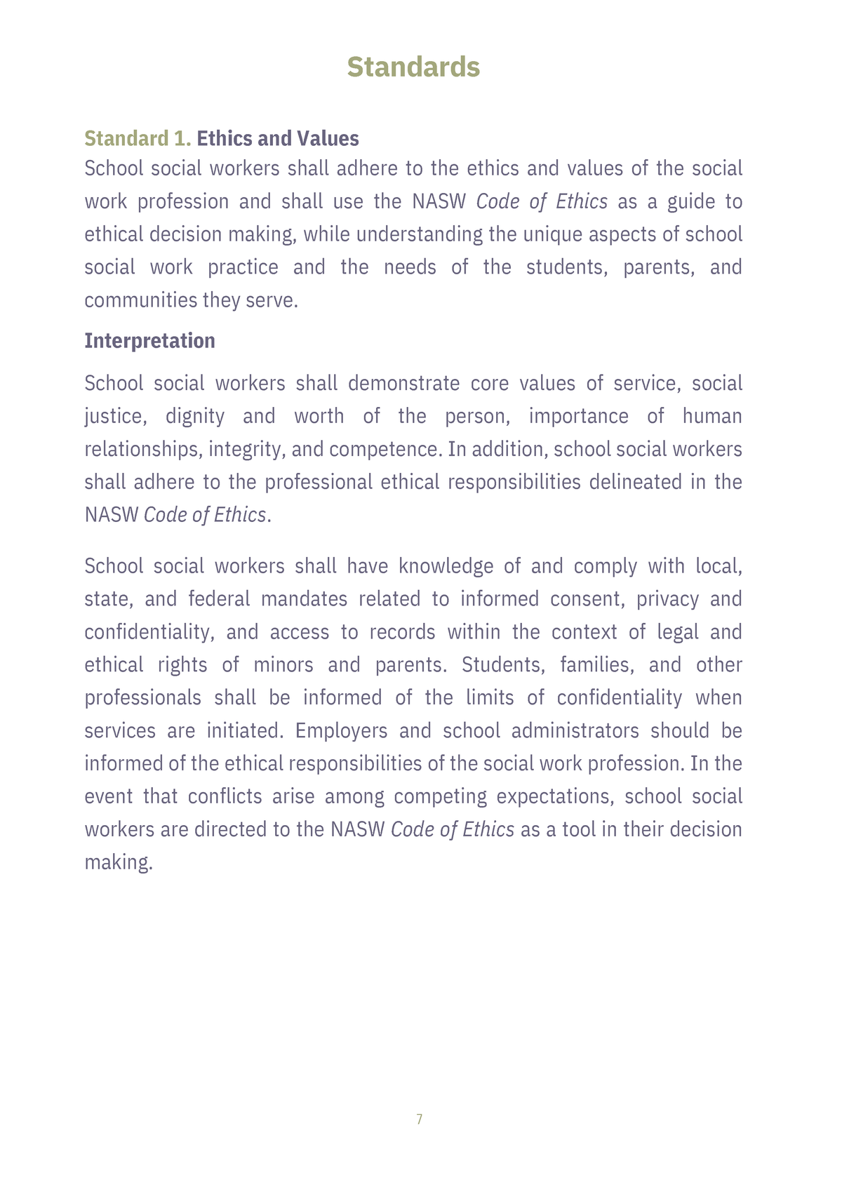 Naswschool Social Work Standards.pdf (A4) - Standards Interpretation ...