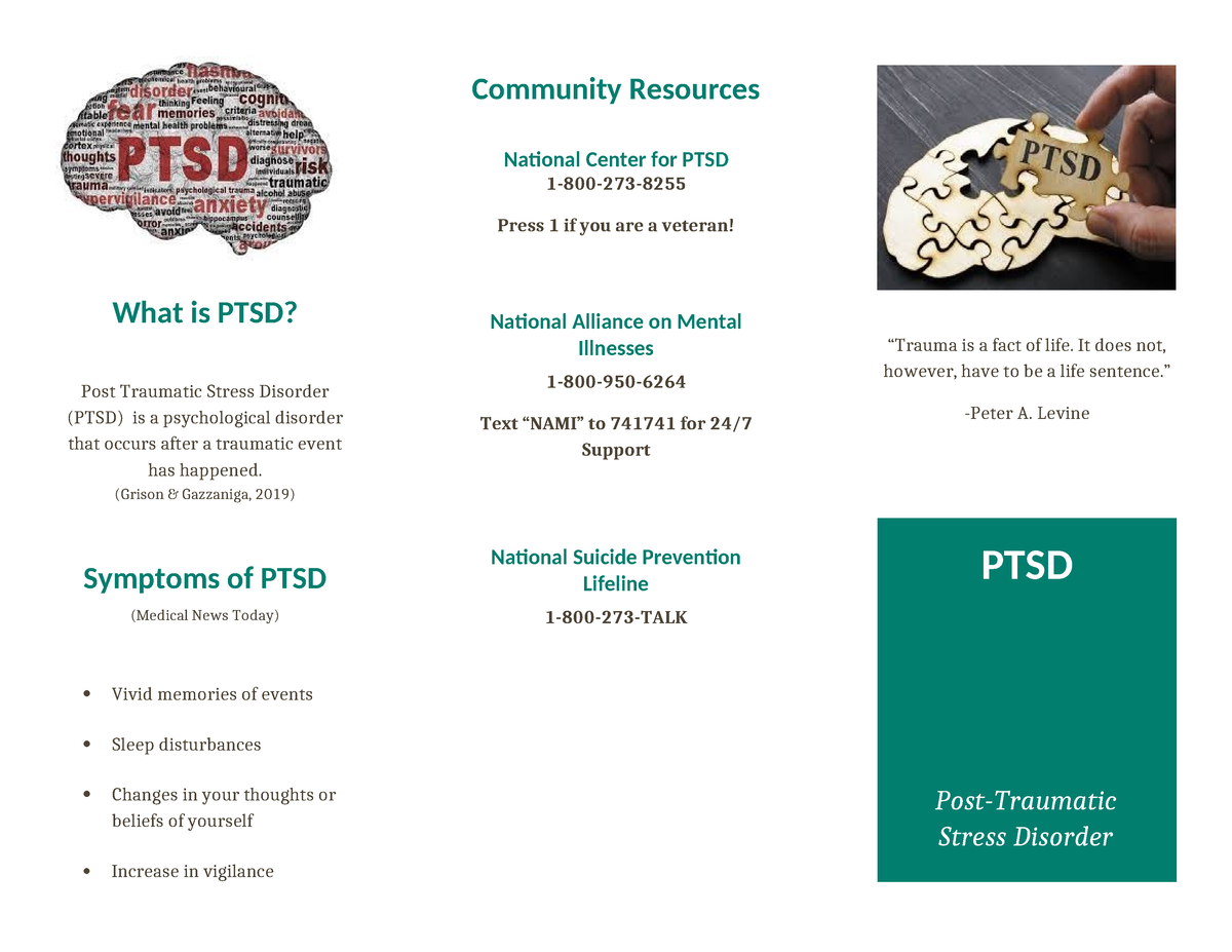 Mental Illness Brochure - What is PTSD? Post Traumatic Stress Disorder ...