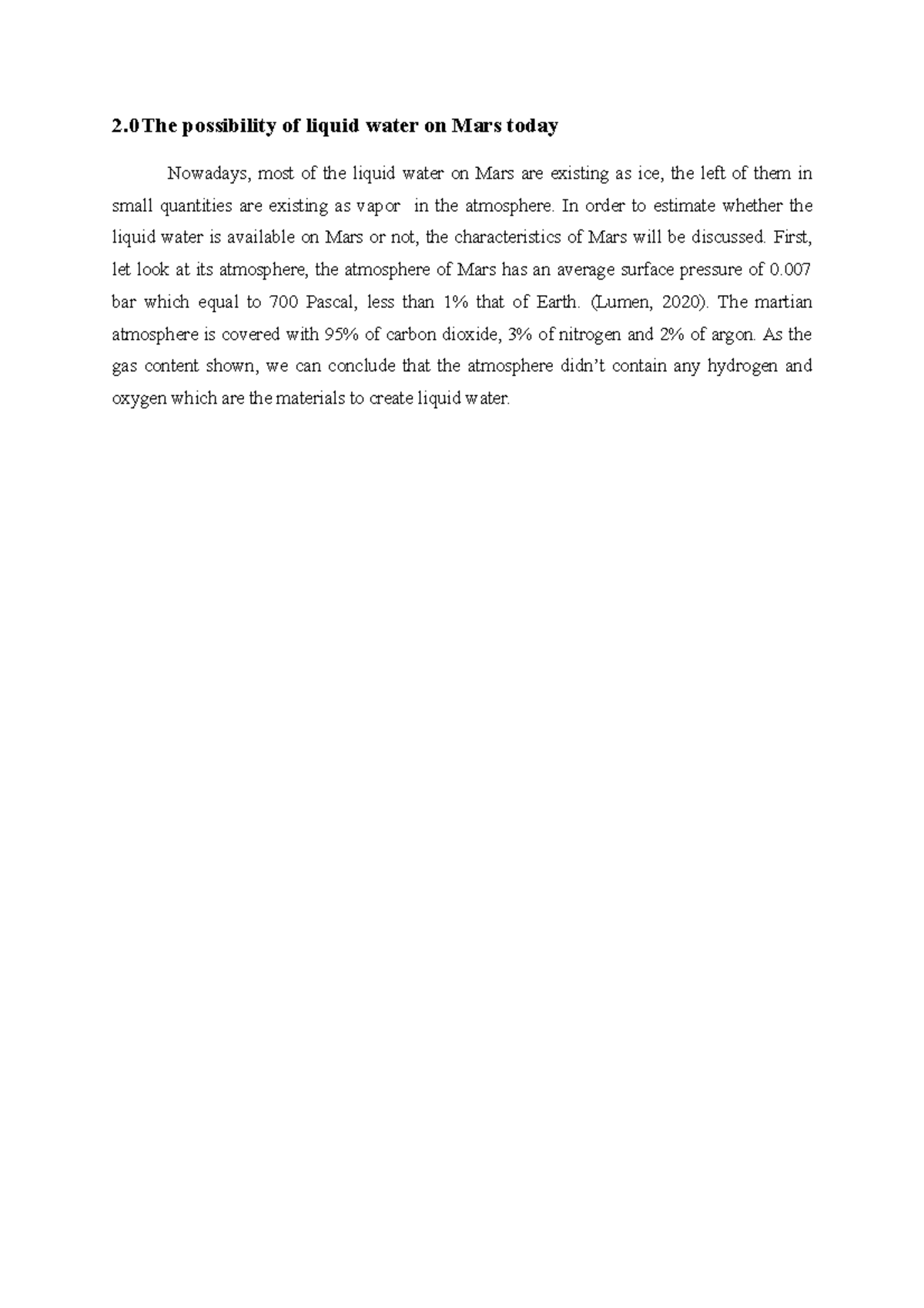 The possibility of liquid water on Mars today 2 possibility of liquid