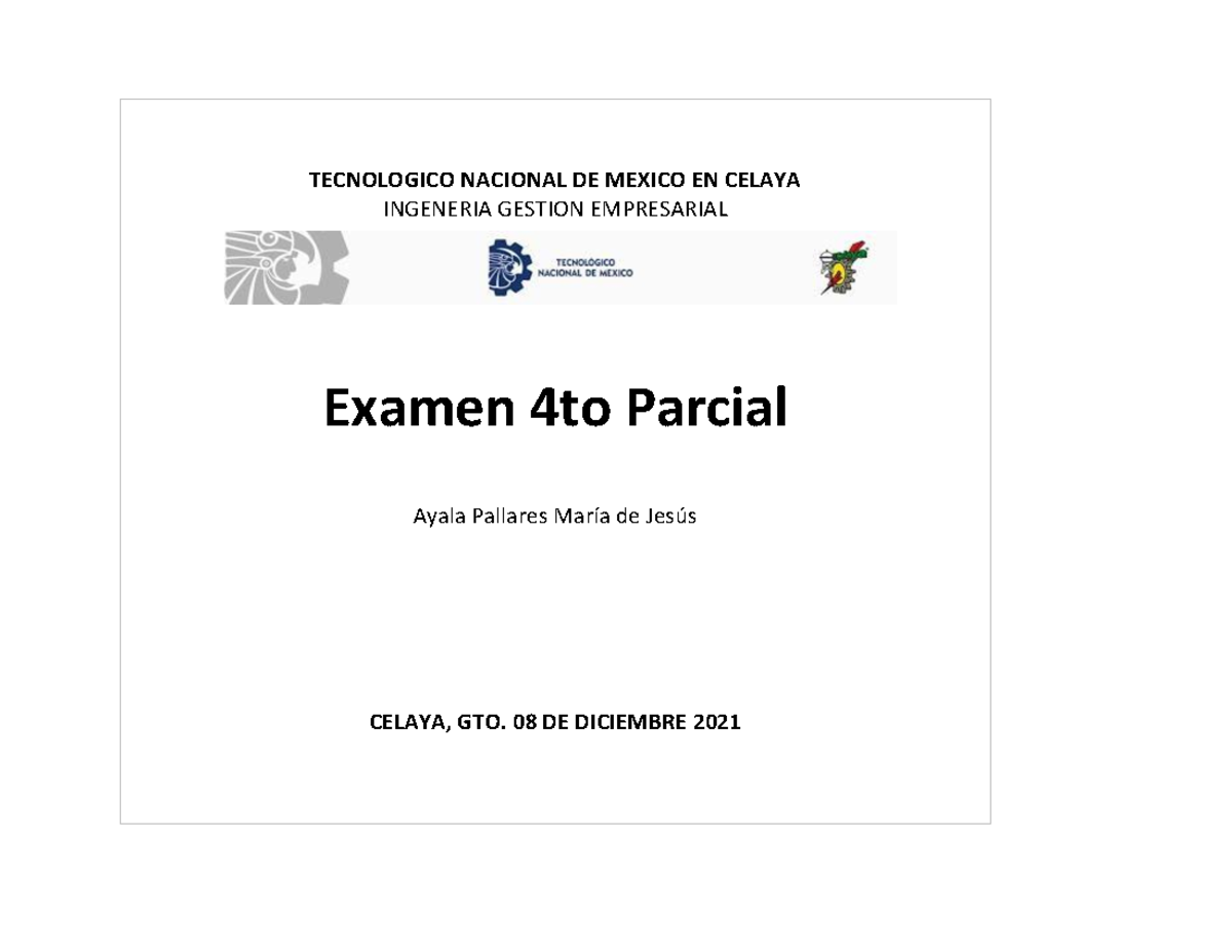 P4-Examen 4-PH- Ayala Pallares Maria DE Jesus - TECNOLOGICO NACIONAL DE