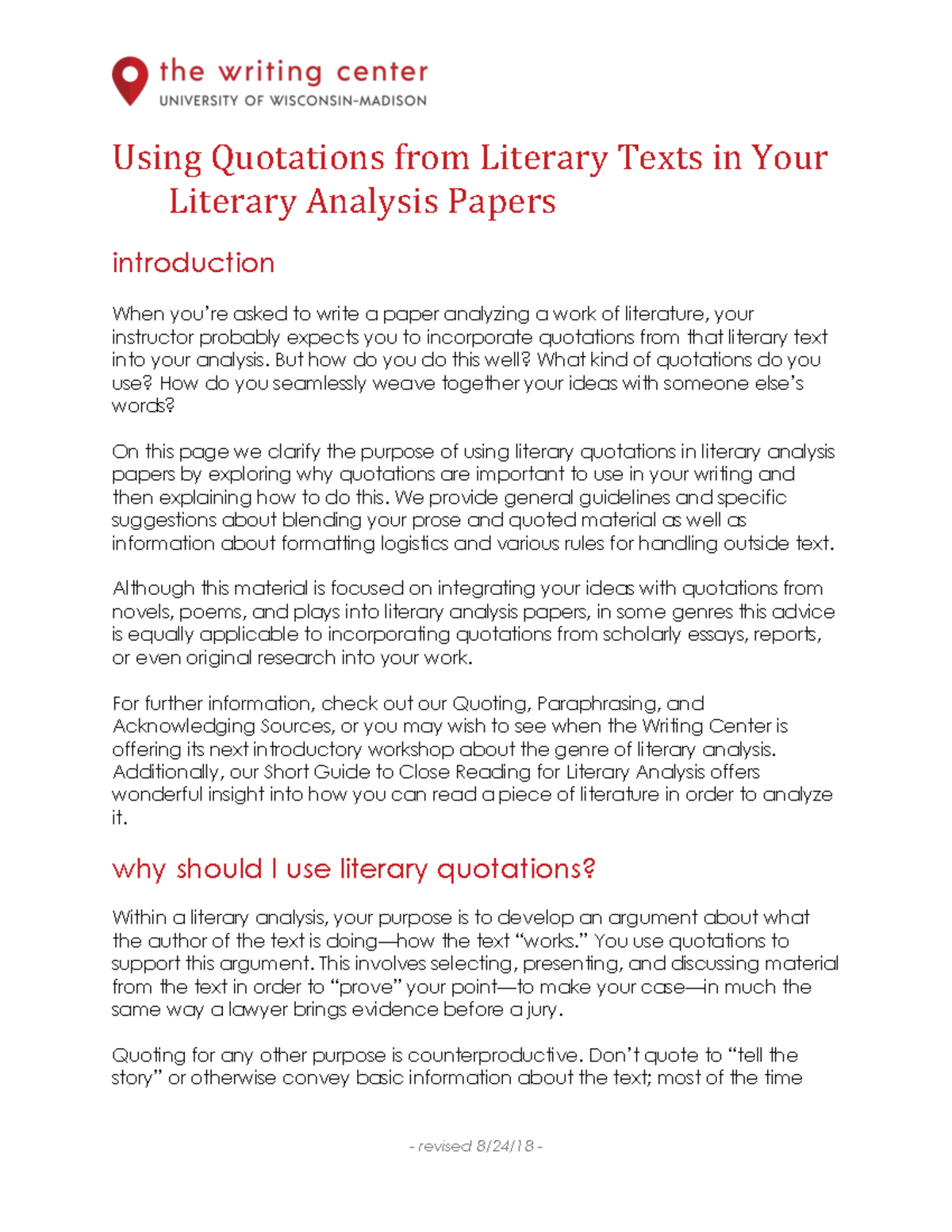 LiteraryQuotations english summaries Using Quotations from