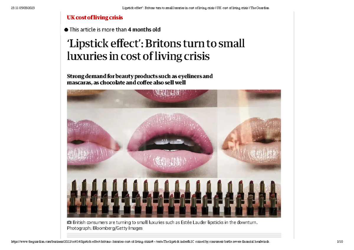 The Lipstick Effect Britons turn to small luxuries in cost of living