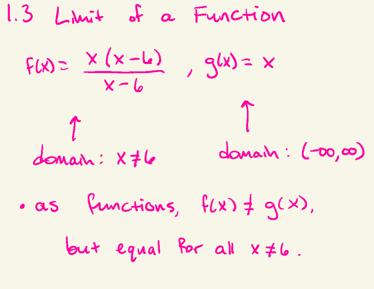 Section 1 - Calculus 1 - 3 Limit of a Function fix)= e≥ , glx ) = - ↑ ↑ ...