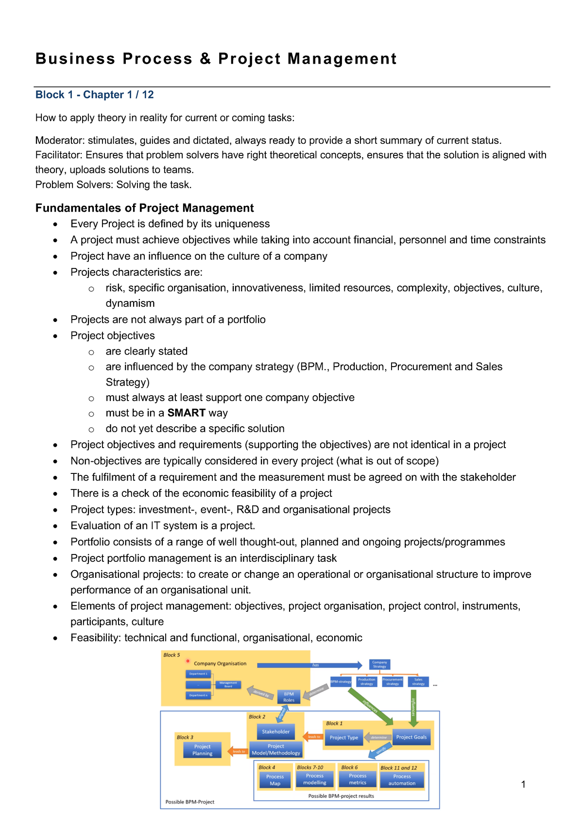 Summary BP And PM - Business Process & Project Management Block 1 ...