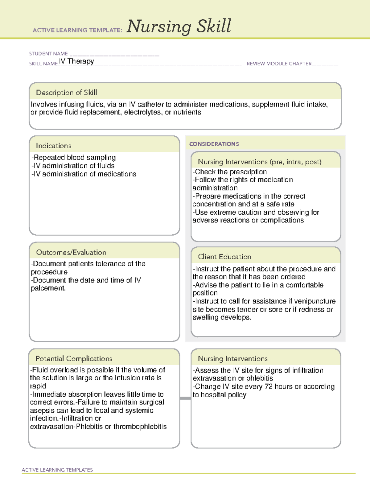 IV Therapy Med Surg 3 - nursing - NUR2230 - ACTIVE LEARNING TEMPLATES ...