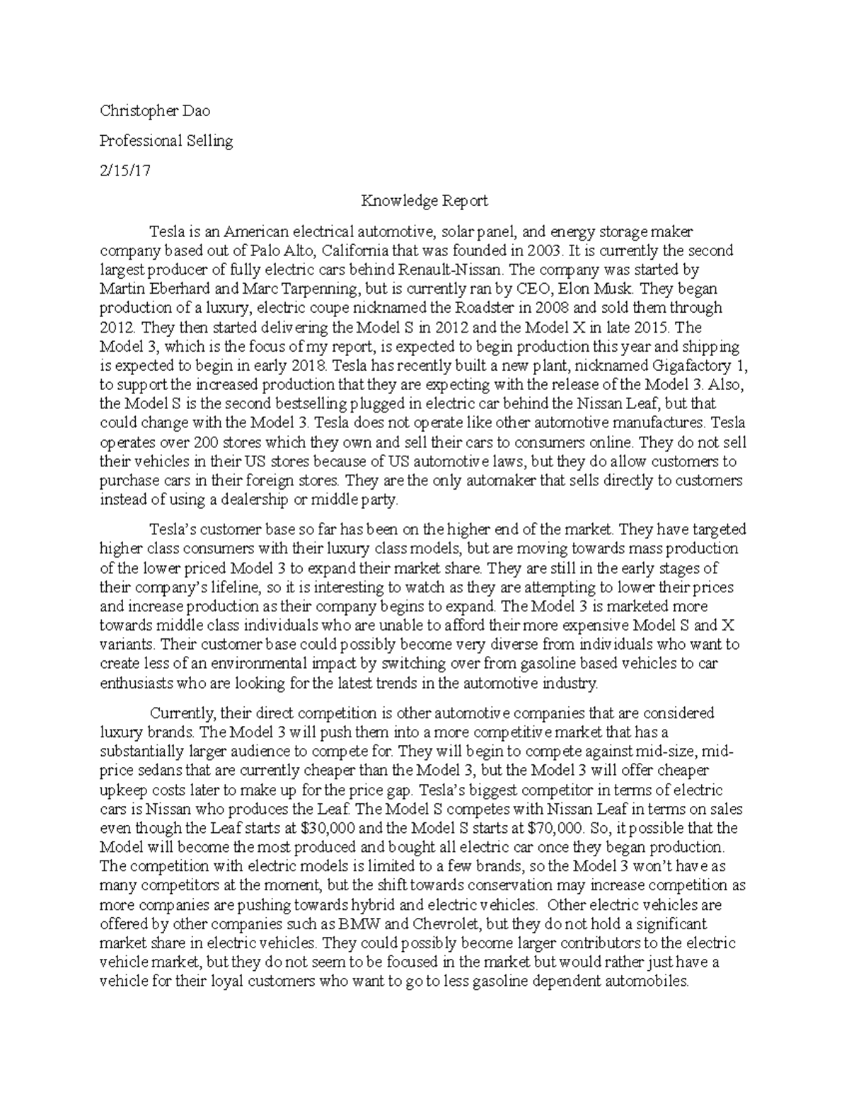 Pro Selling Knowledge Report - Christopher Dao Professional Selling 2 ...