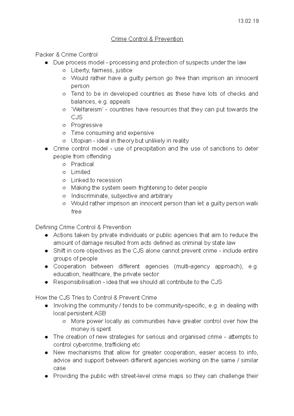 Crime Control & Prevention - Crime Control & Prevention Packer & Crime ...