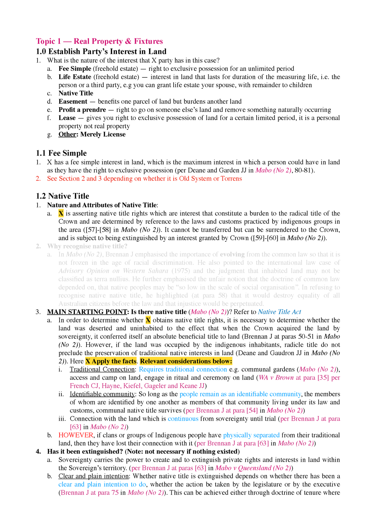 INTRODUCTION TO PROPERTY AND COMMERCIAL LAW - Topic 1 — Real Property ...