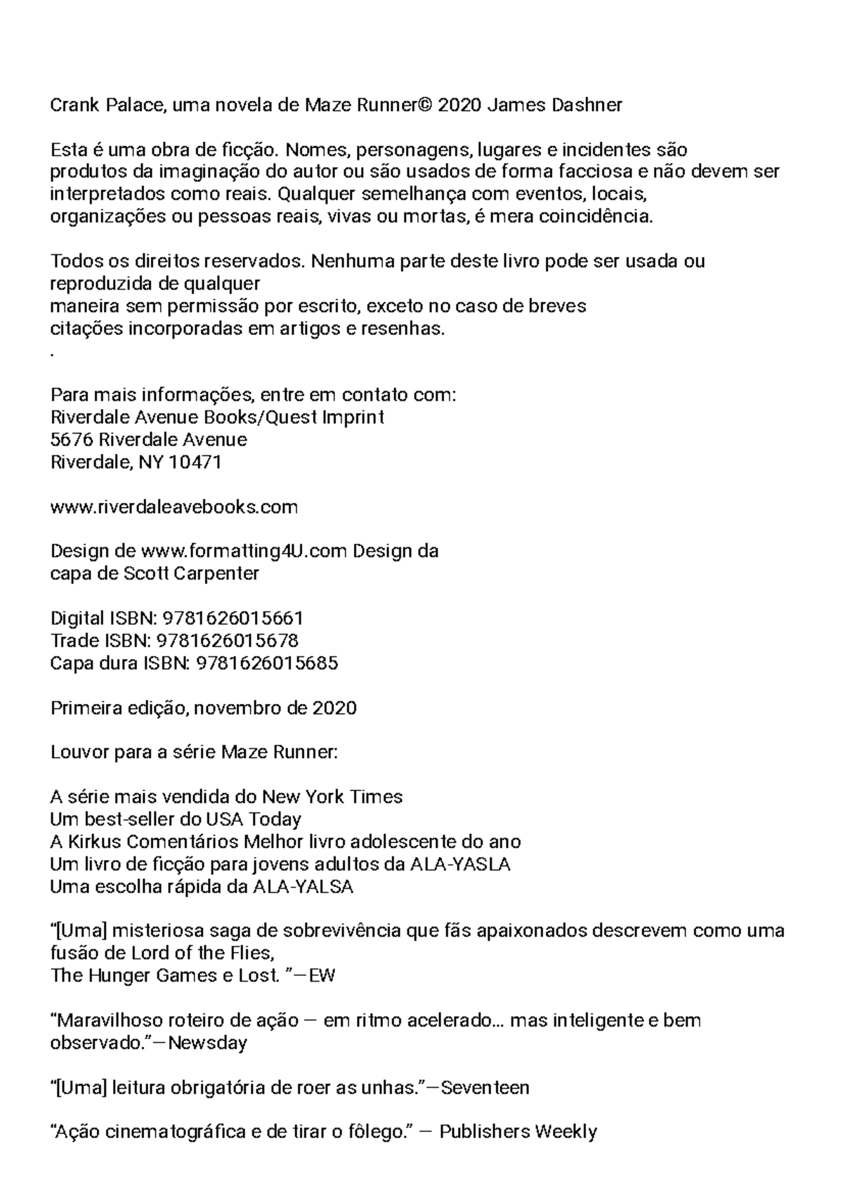 Crank Palace A Maze Runner Novellaportuguês Crank Palace, uma