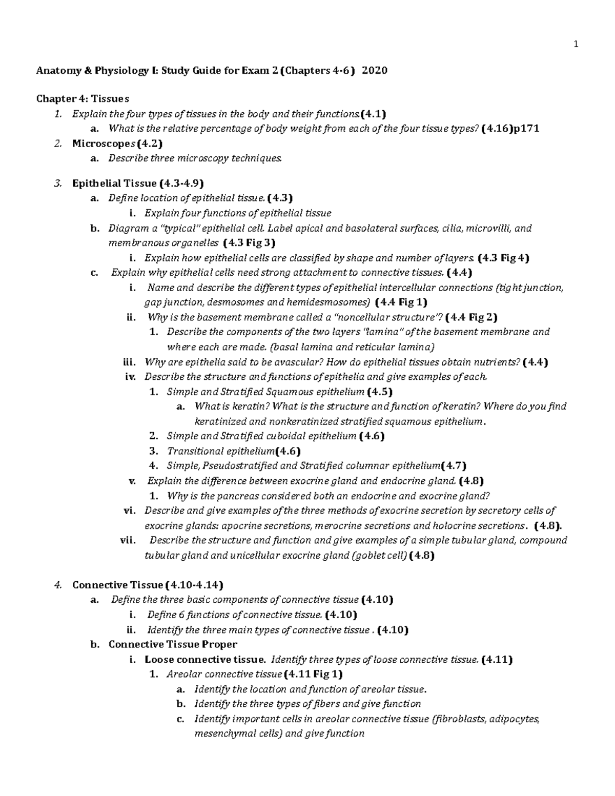 Study Guide for Exam 2 A & P I 2019 updated - Anatomy & Physiology I ...