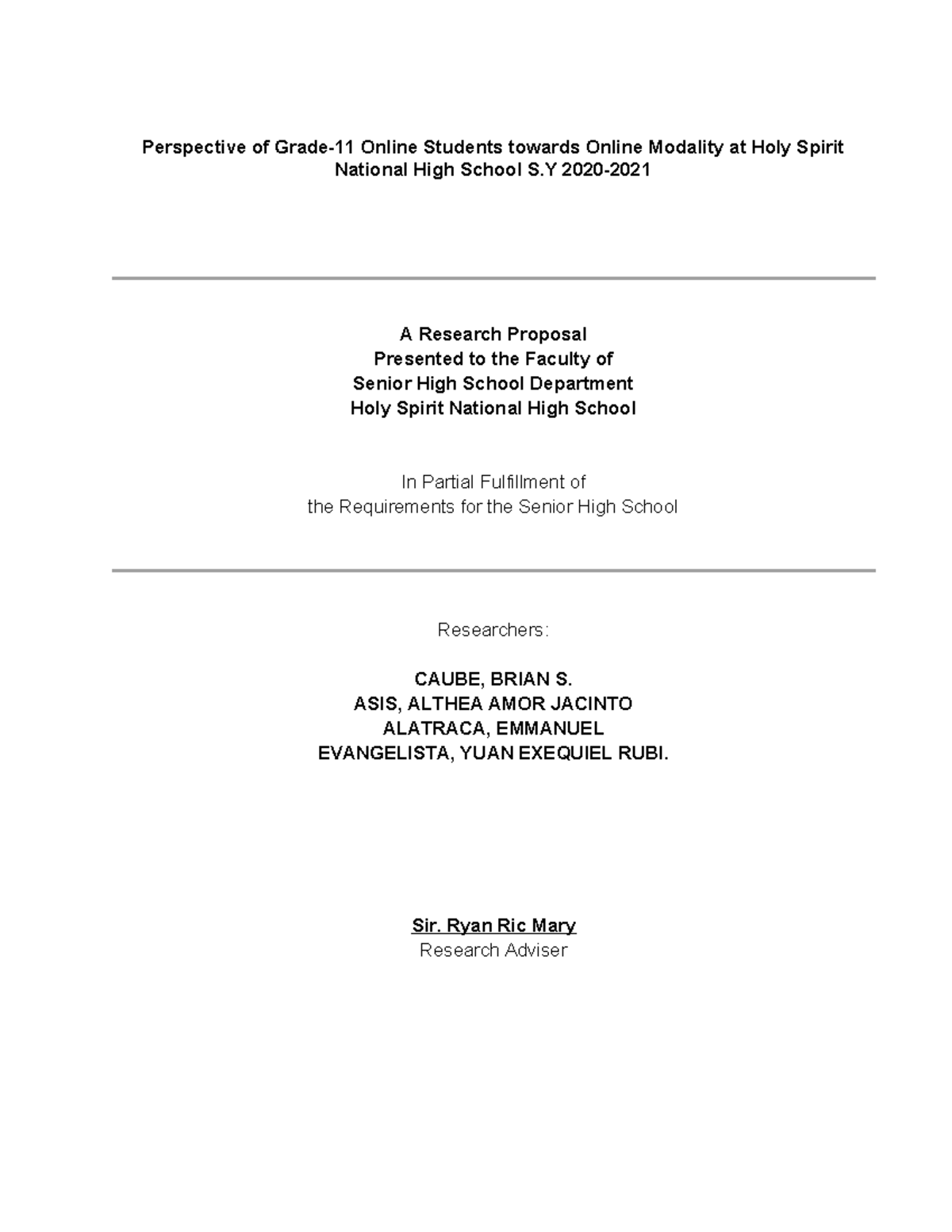 Group 1 Research ICT A - Perspective of Grade-11 Online Students ...