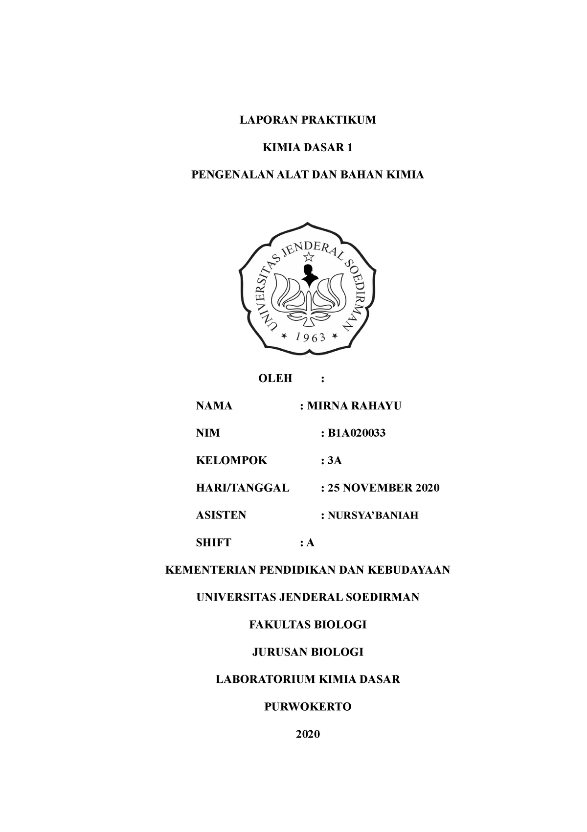 Laporan Praktikum Kimia_Pengenalan Alat Dan Bahan - LAPORAN PRAKTIKUM ...