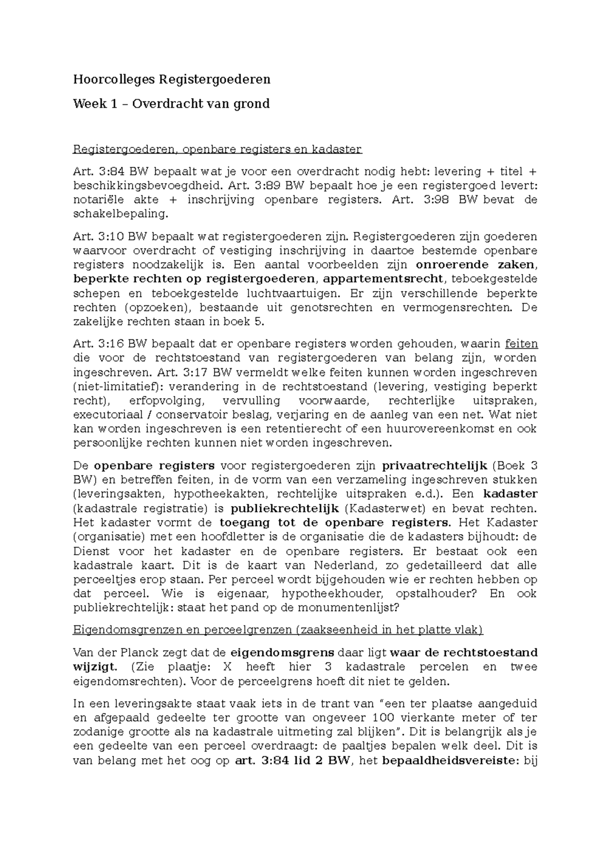 Hoorcolleges Registergoederen 384 BW bepaalt wat je voor een