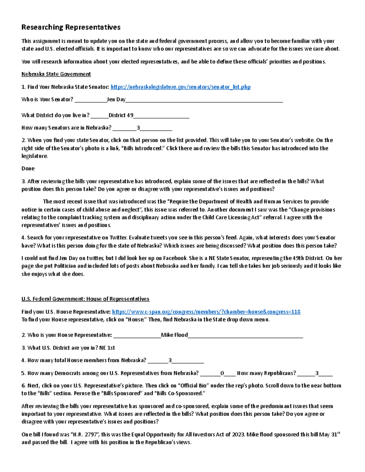 Researching Representatives - elected officials. It is important to ...