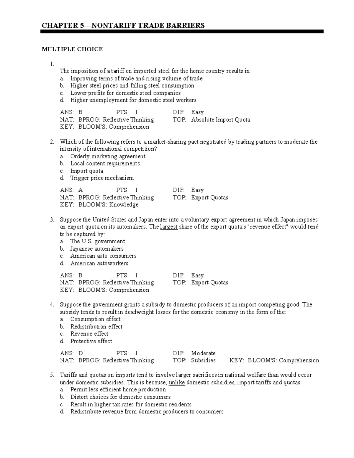 Chapter 5 - Nontariff Trade Barriers - CHAPTER 5—NONTARIFF TRADE ...