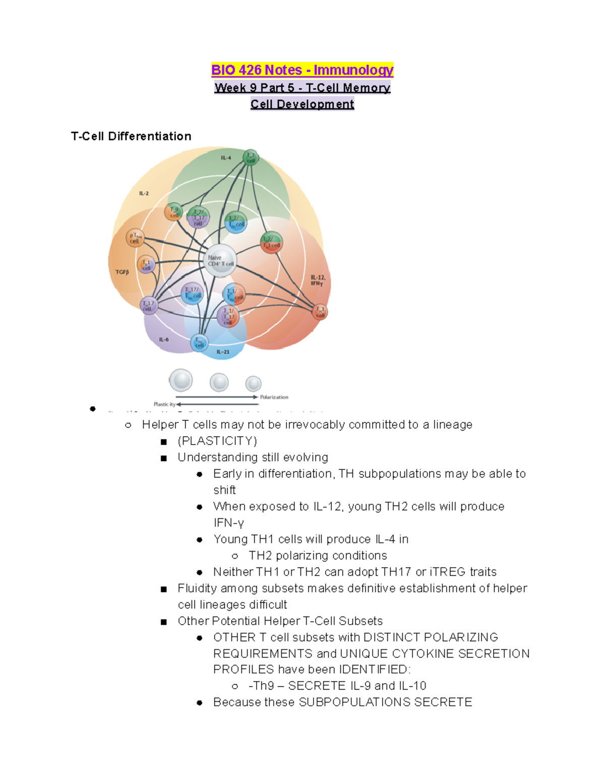 BIO 426 Week 9 Lecture Part 5 - T-Cell Memory - BIO 426 Notes ...