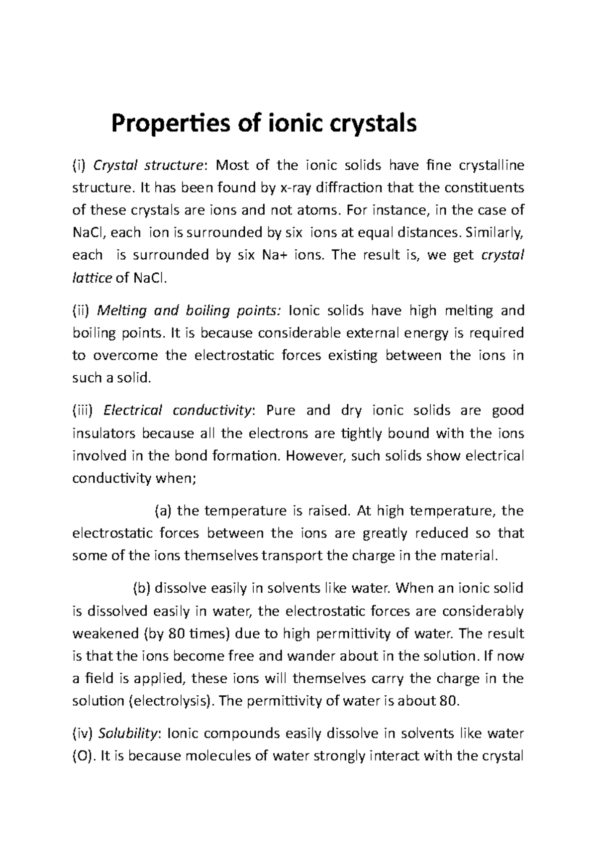 Properties of ionic crystals It has been found by xray diffraction