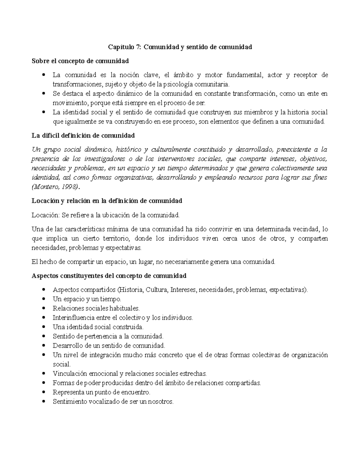 Capítulo 7 Psicología Comunitaria - 7: Comunidad Y Sentido De Comunidad ...