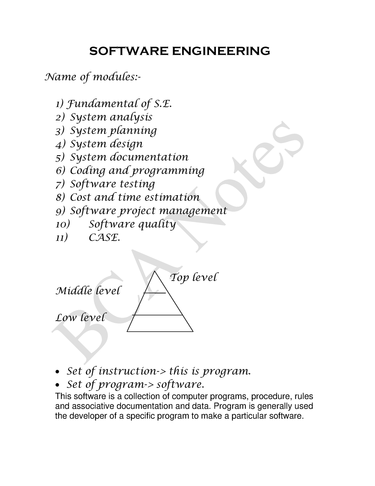 Software Engineering Notes - SOFTWARE ENGINEERING Name Of Modules:- 1 ...