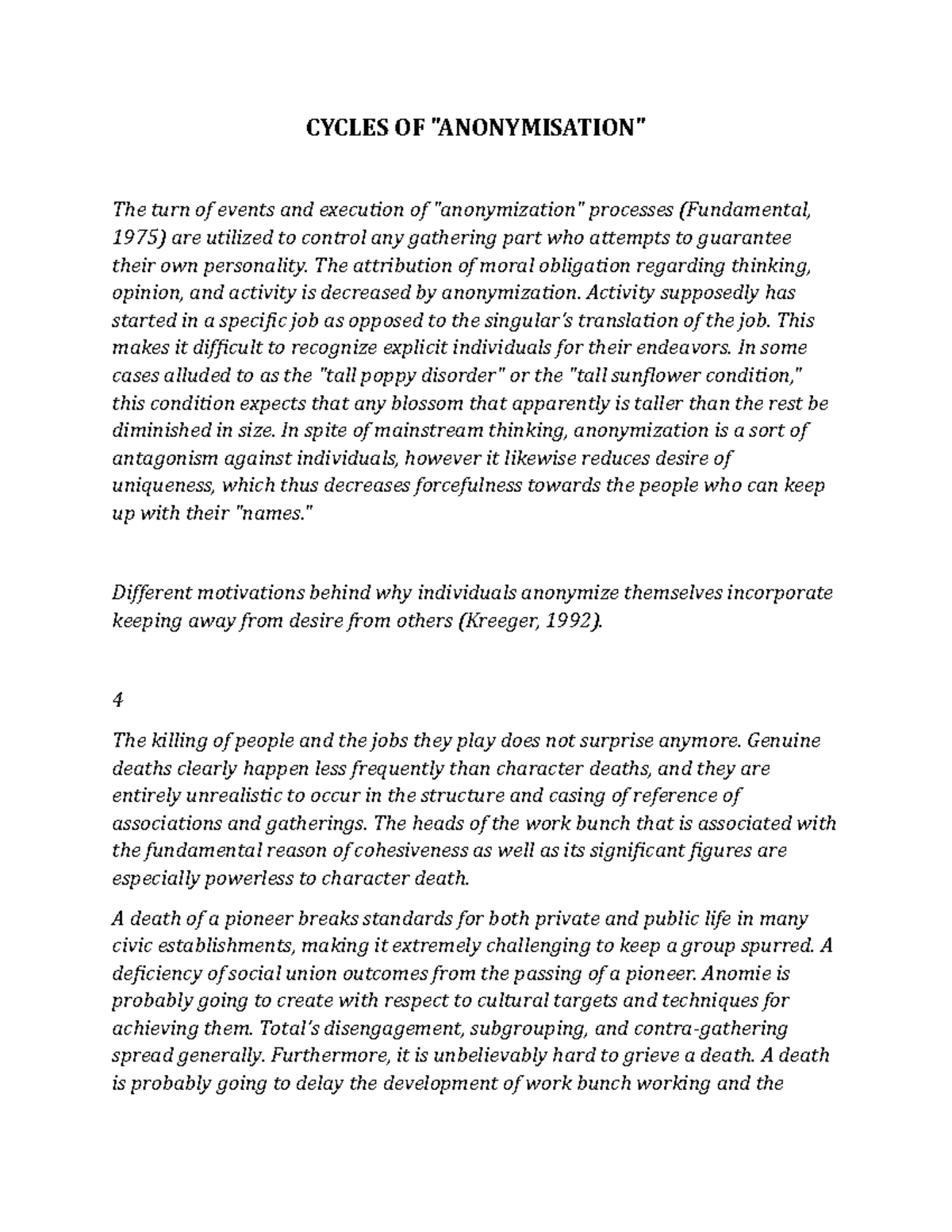 Cycles of anonymisation - CYCLES OF 