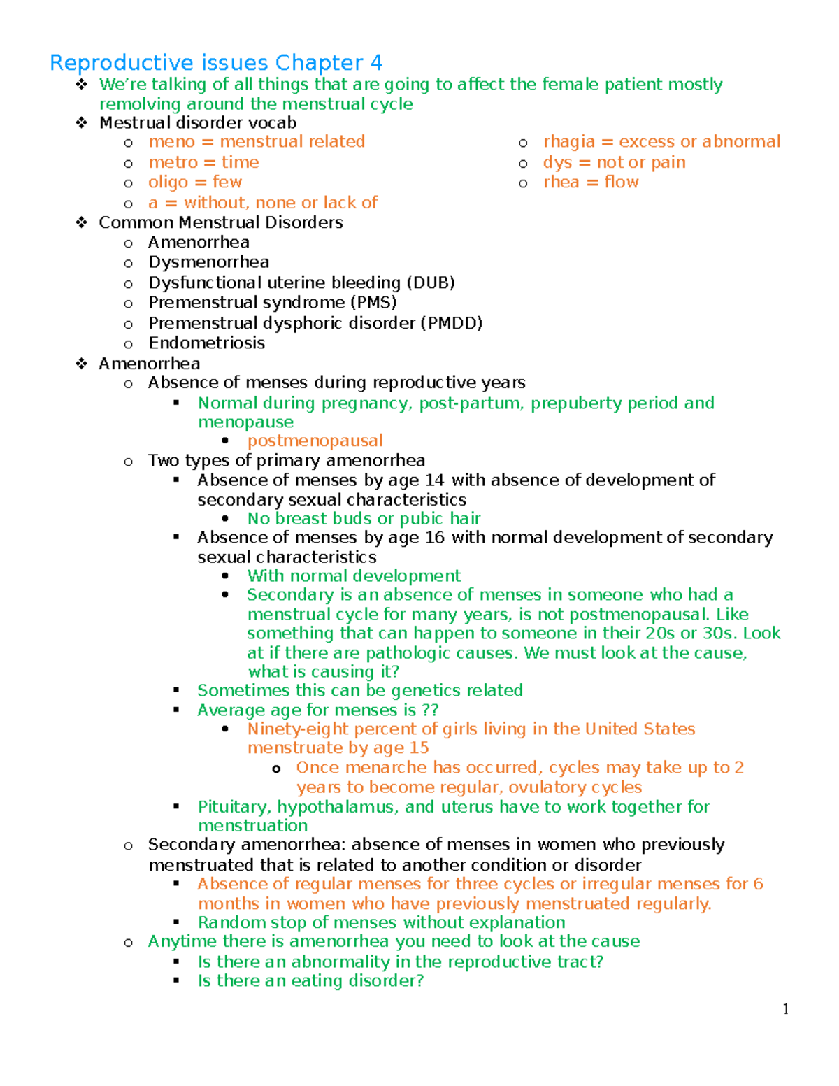 OB Exam 1 - Exam Content - Reproductive Issues Chapter 4 We’re Talking ...