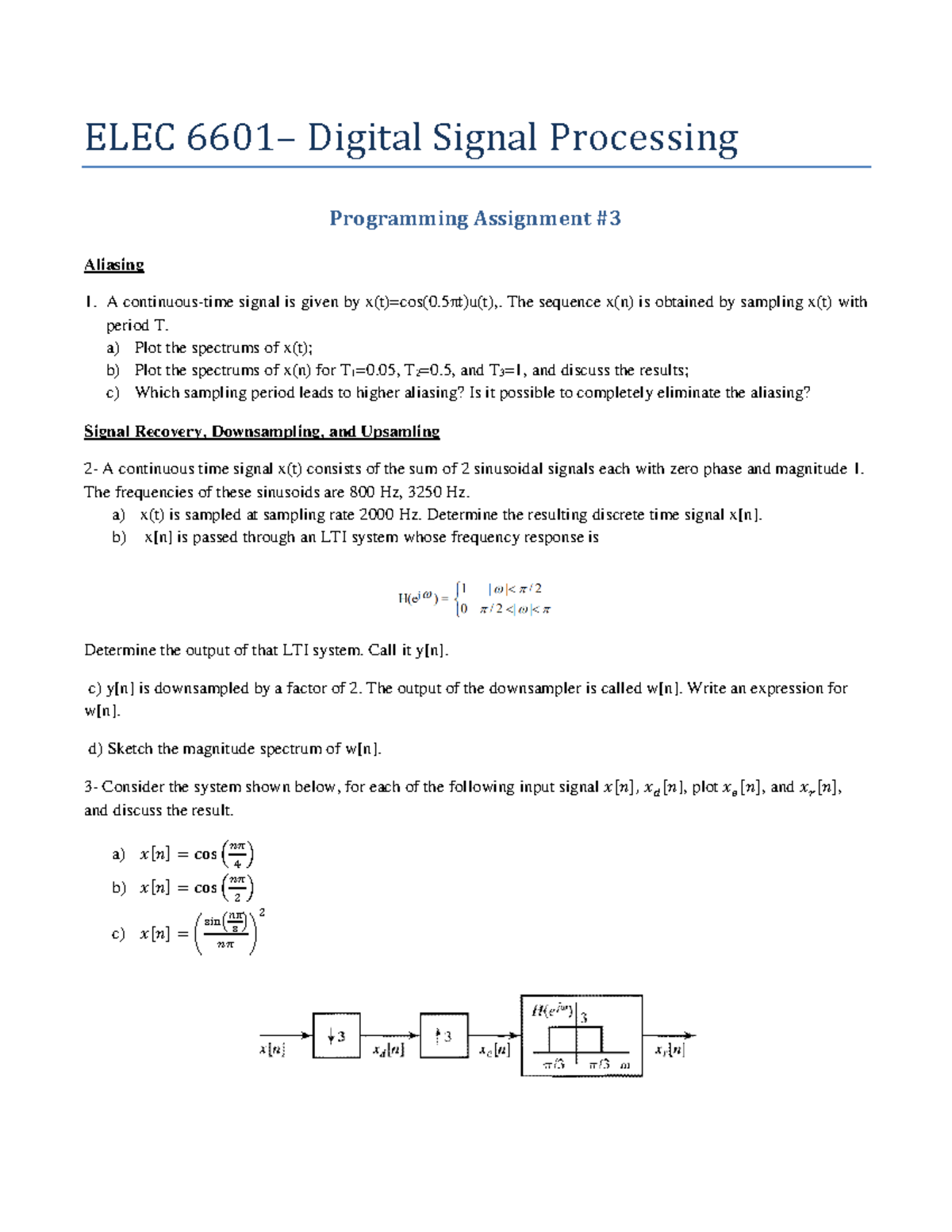 Programming assignment 3 - ELEC 6601– Digital Signal Processing ...