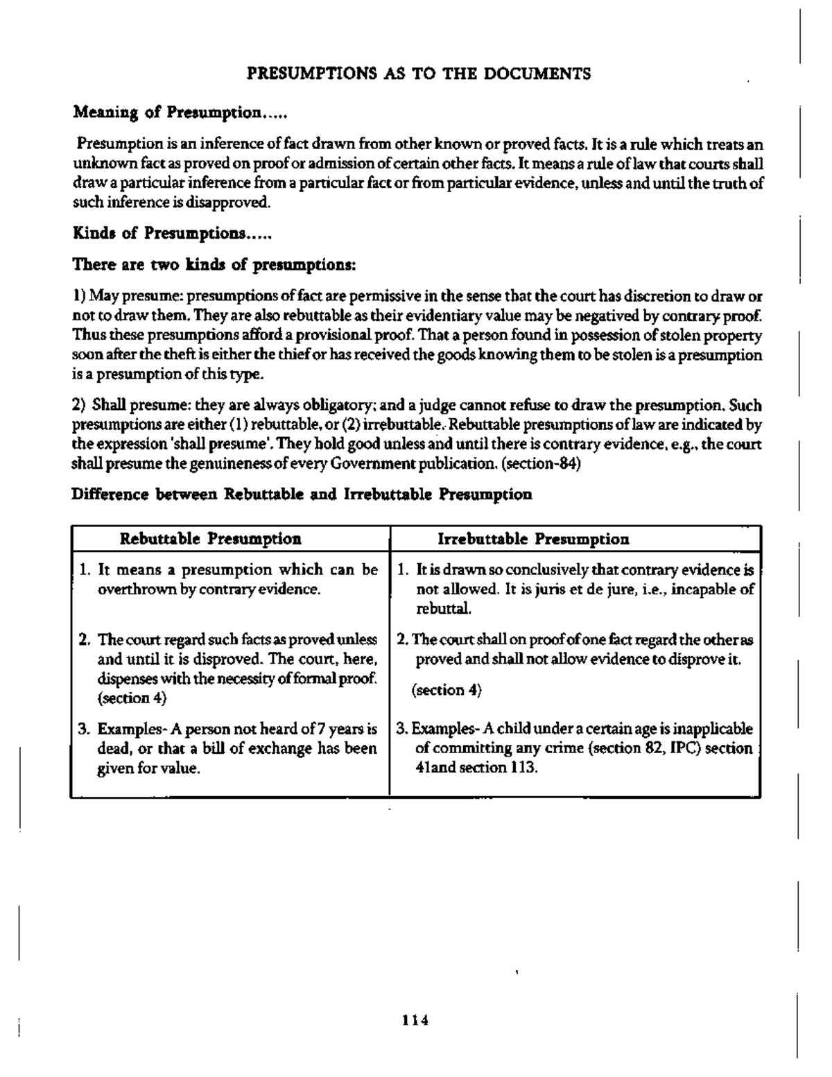 Presumption As To The Documents - Law Of Evidence - Studocu