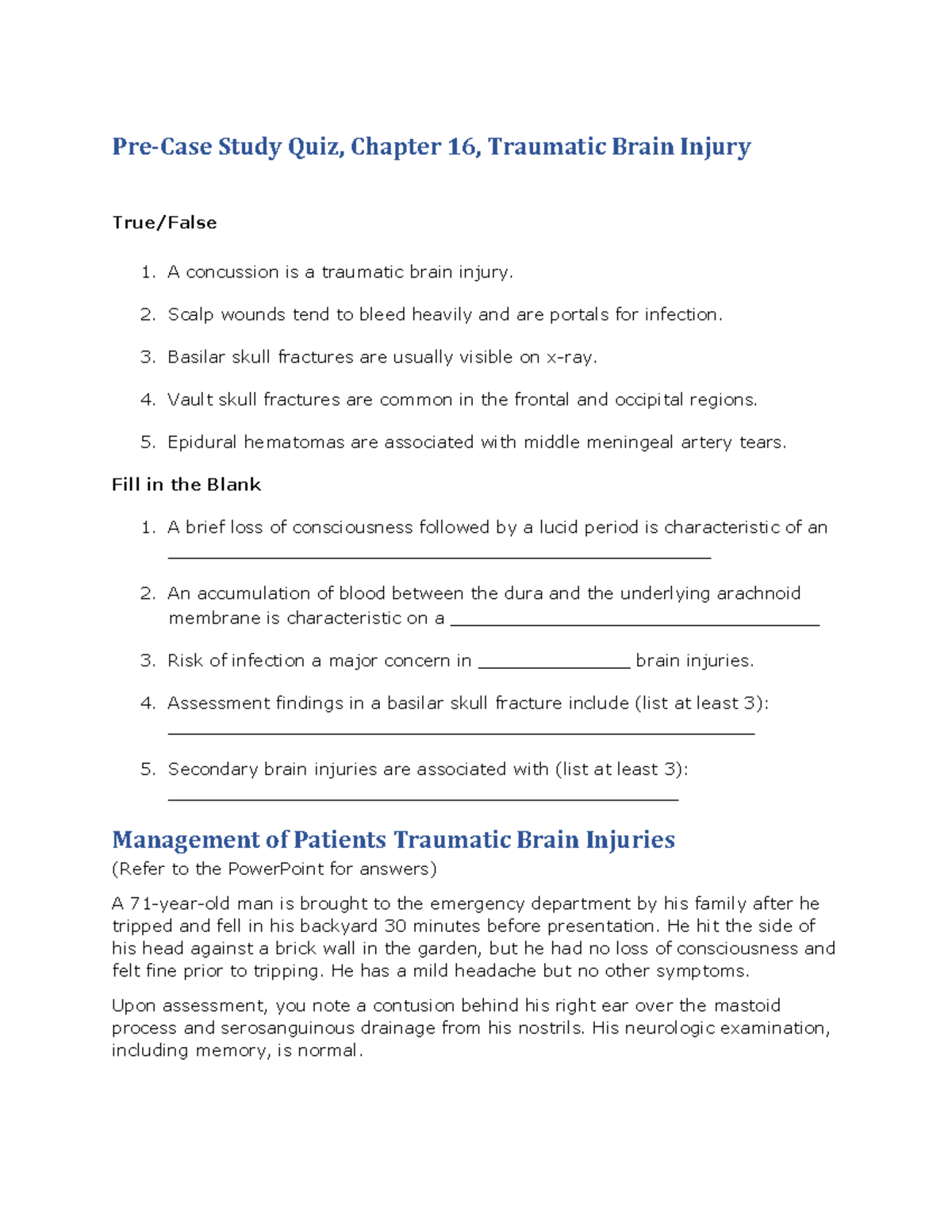 medical case study quiz