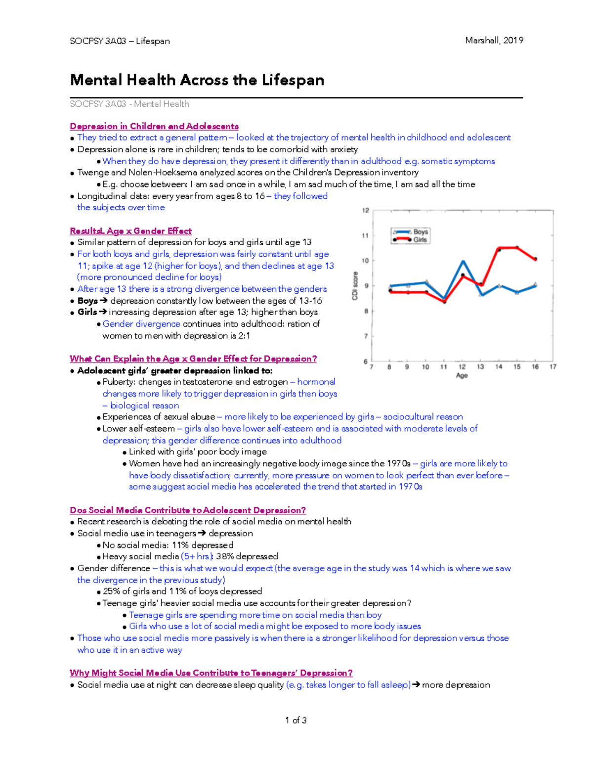 Mental Health Across the Lifespan - Marshall, 2019 SOCPSY 3A03 ...