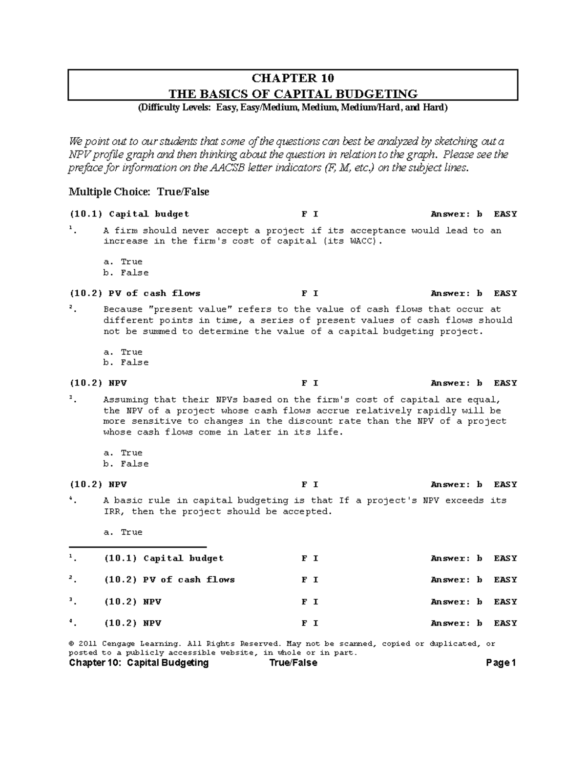 Ch10 Test Bank The Basics Of Capital Budgeting - CHAPTER 10 THE BASICS ...
