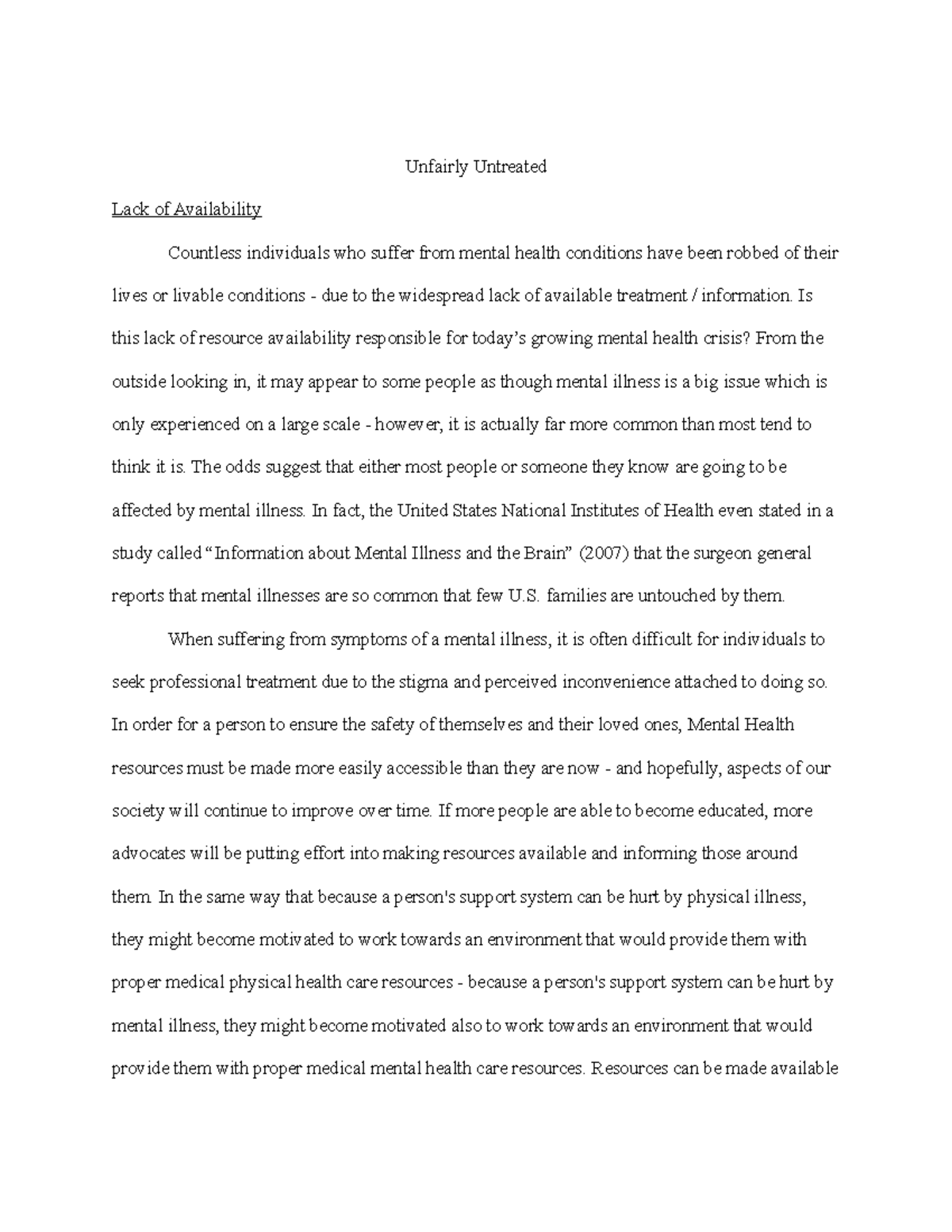 struggling with mental health essay