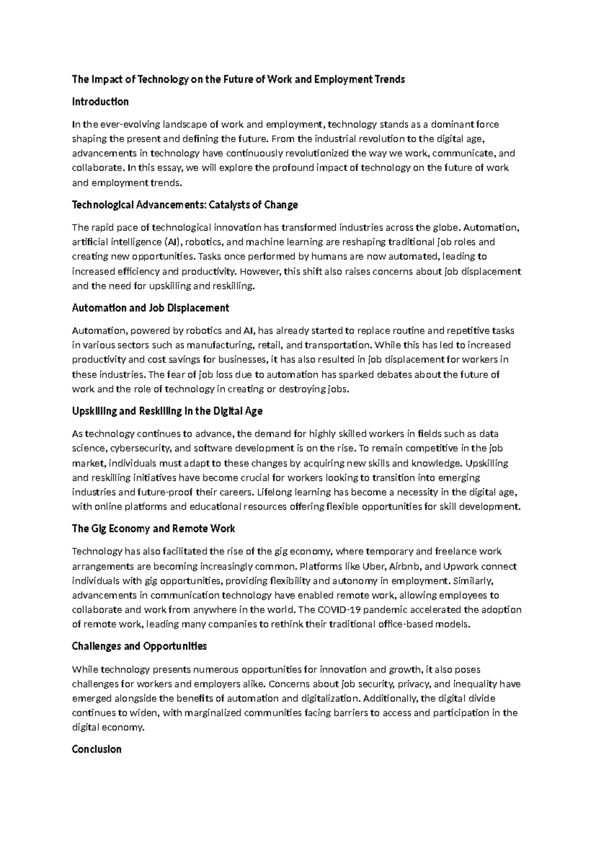 The Impact of Technology on the Future of Work and Employment Trends ...