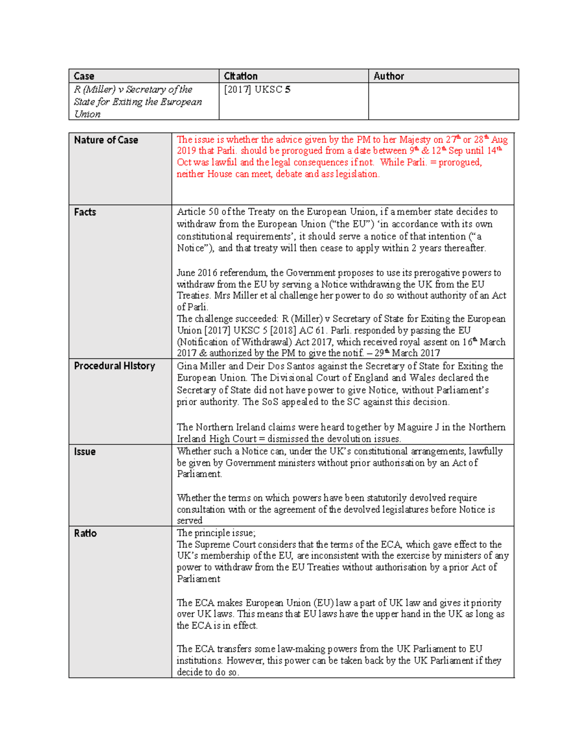 Miller v secretary of state for exiting the european 2024 union