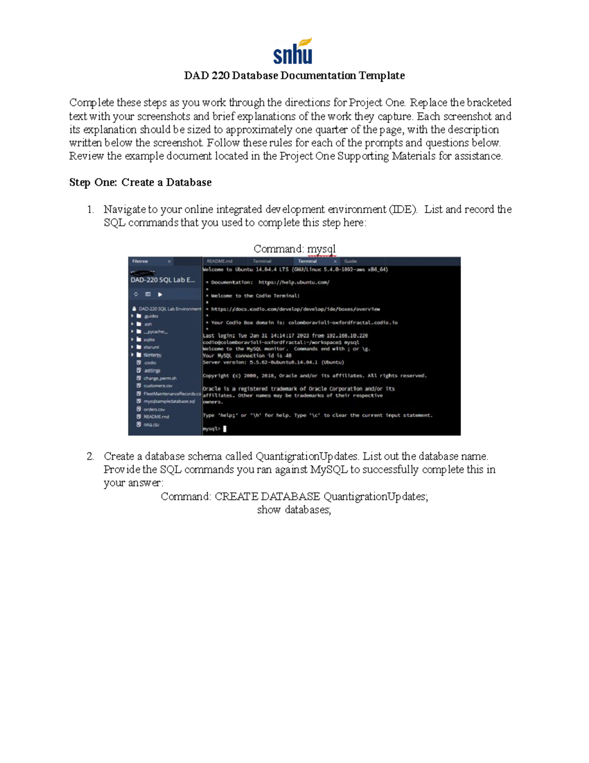 DAD 220 Project One - DAD 220 Database Documentation Template Complete ...